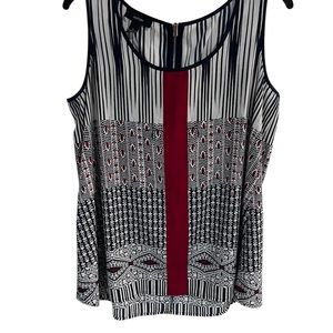 Alfani Red and Blue Sleeveless Graphic Tank Top